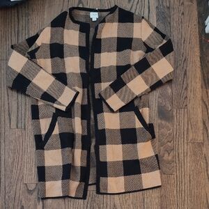 J. Crew Plaid Open Front Cardigan